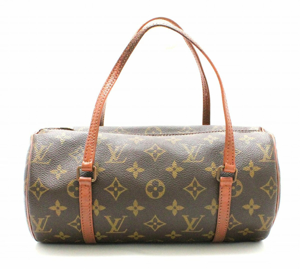 Louis Vuitton Monogram Papillon Handbag Cylindrical Canvas Leather Brown